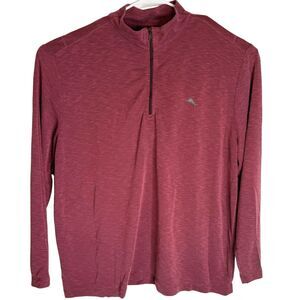 Tommy Bahama Men's Quarter Zip Knitted Mock Neck Sweatshirt Red Size XXXL